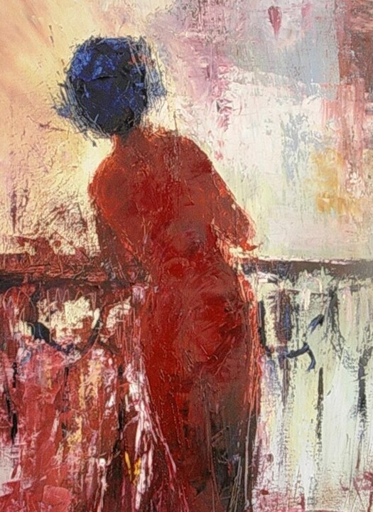 Painting titled "balcon" by Eve Hernandez, Original Artwork, Oil