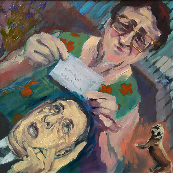 Картина под названием "Portrait" - Eve Clair, Подлинное произведение искусства, Масло