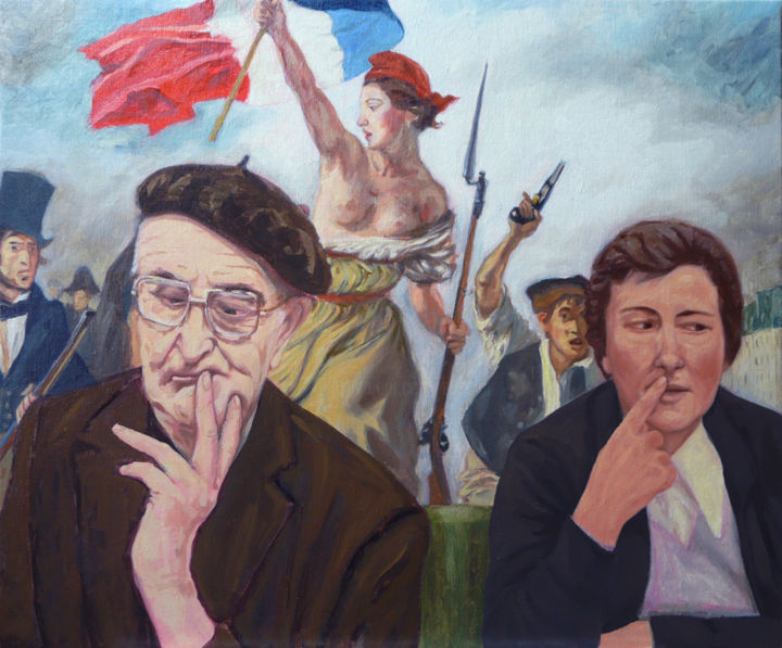 Картина под названием "Carte postale aux d…" - Eve Clair, Подлинное произведение искусства, Масло Установлен на Подрамник