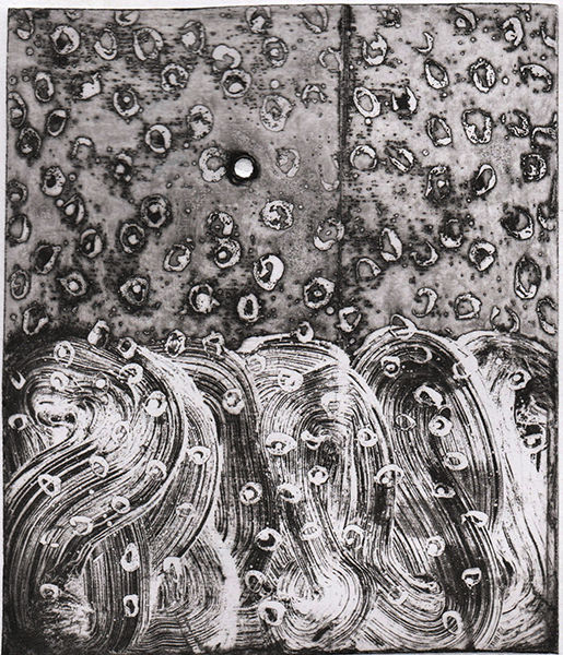 Gravures & estampes intitulée "La descente des âme…" par Eve Clair, Œuvre d'art originale, Eau-forte