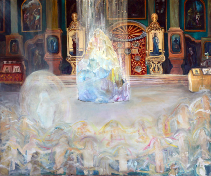 Painting titled "crystal-holy-spirit…" by Robertas Kasperovicius, Original Artwork, Oil