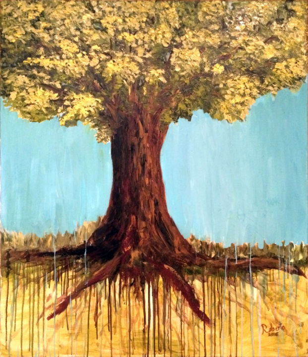 Painting titled "Family Tree" by Robertas Kasperovicius, Original Artwork, Oil