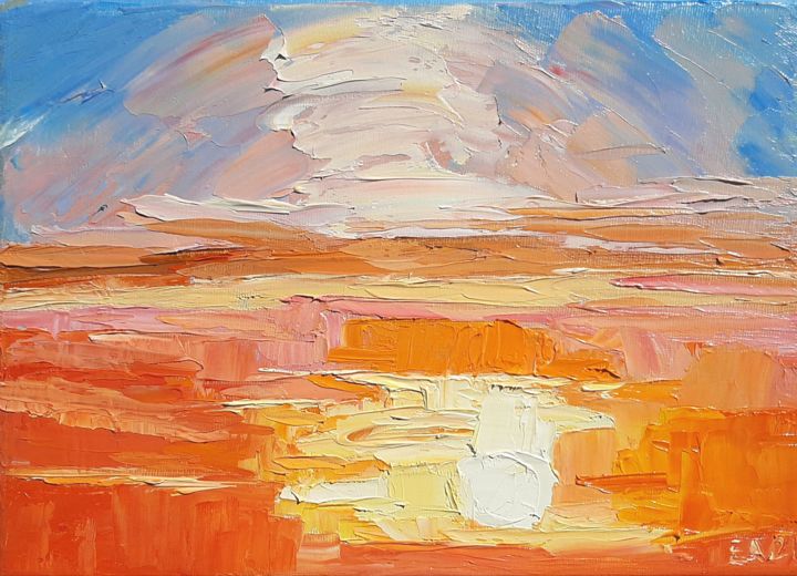 Malarstwo zatytułowany „Sunset 2” autorstwa Evelina Agata, Oryginalna praca, Olej