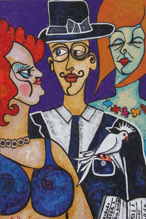 Pintura intitulada "Fernando Pessoa ( P…" por Evelina Dumont Dos Santos, Obras de arte originais, Acrílico