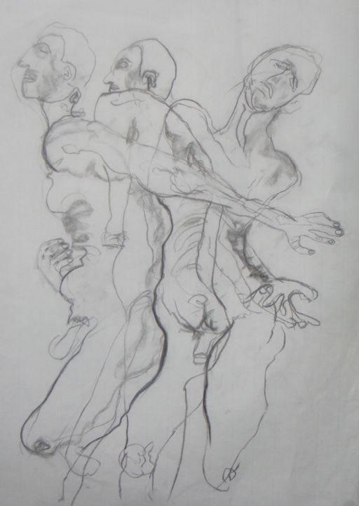 Σχέδιο με τίτλο "trio 2" από Evelyne Cassan, Αυθεντικά έργα τέχνης, Παστέλ