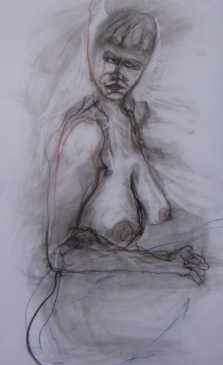 Dibujo titulada "rebecca" por Evelyne Cassan, Obra de arte original, Pastel