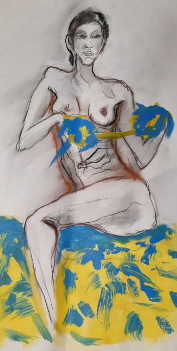 Рисунок под названием "india" - Evelyne Cassan, Подлинное произведение искусства, Пастель