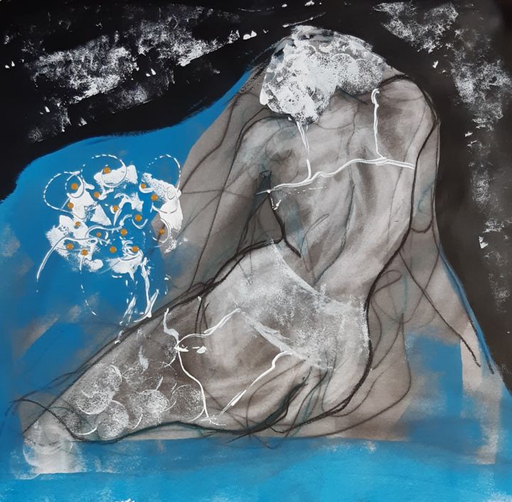 Dessin intitulée "le bouquet" par Evelyne Cassan, Œuvre d'art originale, Pastel