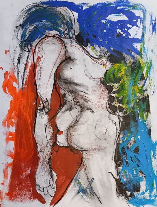 Disegno intitolato "ibiza" da Evelyne Cassan, Opera d'arte originale, Pastello