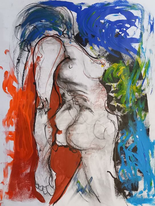 Tekening getiteld "ibiza" door Evelyne Cassan, Origineel Kunstwerk, Pastel