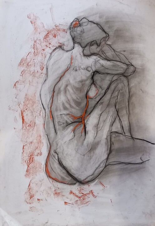 Рисунок под названием "penelope 2" - Evelyne Cassan, Подлинное произведение искусства, Пастель
