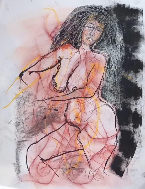 Dessin intitulée "Philomène" par Evelyne Cassan, Œuvre d'art originale, Pastel