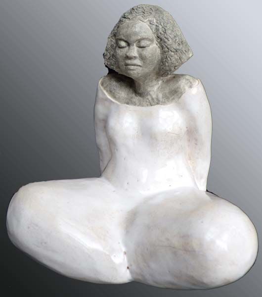 Sculpture titled "Zénitude" by Evelyne Delanaud, Original Artwork, Terra cotta