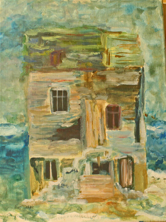 Peinture intitulée "Ma maison de vacanc…" par Evelyne Descamps, Œuvre d'art originale, Acrylique