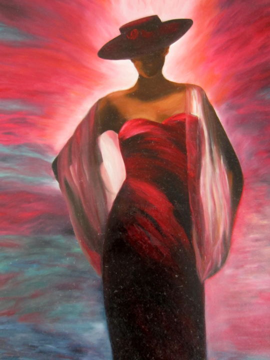Painting titled "mannequin rouge" by Evelyne Deuil, Original Artwork