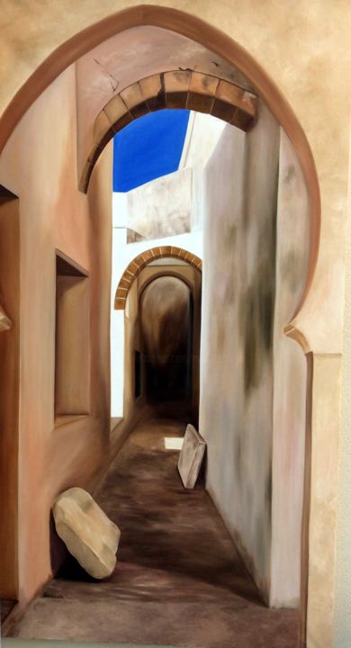 Painting titled "trompe l'oeil" by Evelyne Deuil, Original Artwork