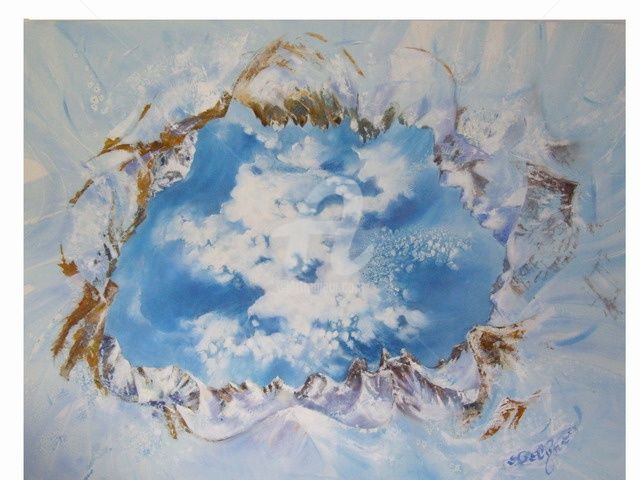 Painting titled "Des aiguilles d’Arv…" by Evelyne Droz, Original Artwork