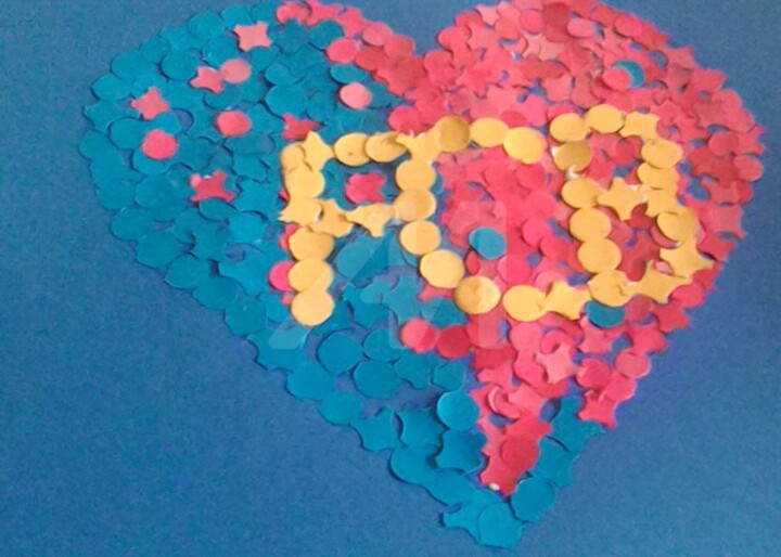 Collages intitulée "FCB Herz" par Evelyne Ketterlin, Œuvre d'art originale,