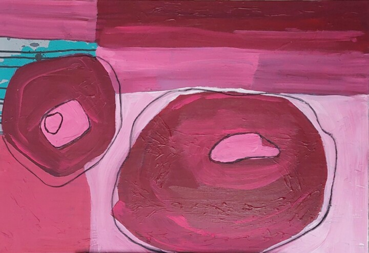 Painting titled "Pinkpower" by Evelyne Nantermod, Original Artwork, Acrylic Mounted on Wood Stretcher frame
