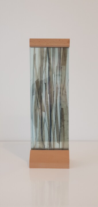 Sculpture titled "Lignes noires" by Evelyne Siaudeau, Original Artwork, Glass