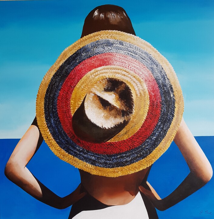 Painting titled "Sombrero" by Evelyne Sie, Original Artwork, Acrylic Mounted on Wood Stretcher frame