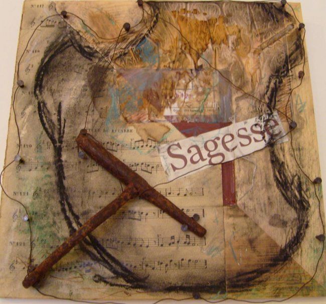 Painting titled "SAGESSE" by Evelyne Dominault, Original Artwork, Oil