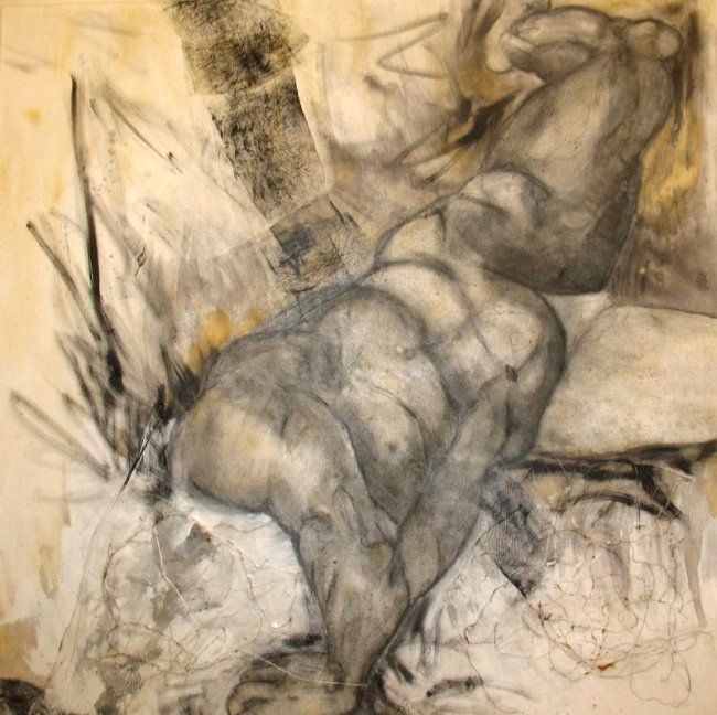 Peinture intitulée "la chute" par Evelyne Dominault, Œuvre d'art originale, Huile