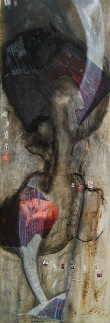 Malarstwo zatytułowany „le poids des plumes…” autorstwa Evelyne Dominault, Oryginalna praca, Olej