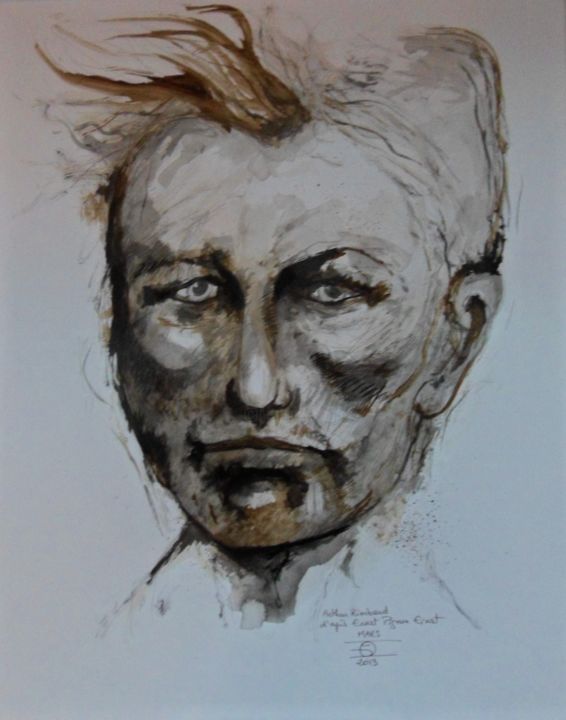 Drawing titled "A.RIMBAUD" by Evelyne Dominault, Original Artwork, Other