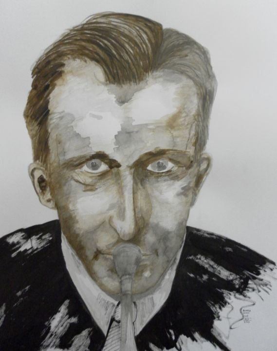 Dessin intitulée "boris-vian-40x50-cm…" par Evelyne Dominault, Œuvre d'art originale, Autre