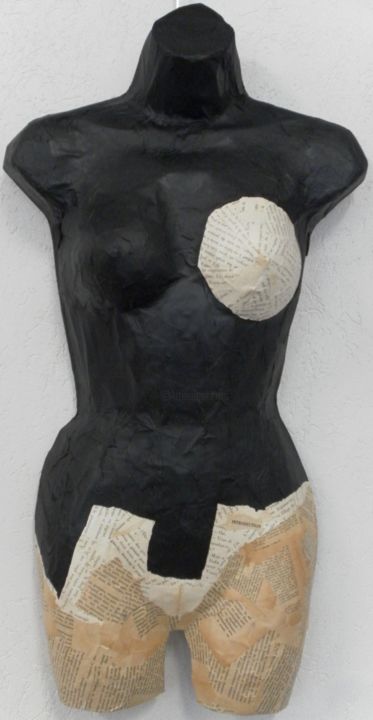 Sculpture titled "buste introduction" by Evelyne Dominault, Original Artwork, Mixed Media