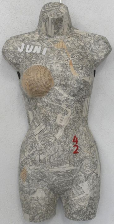 Sculpture titled "buste-juni-42-80x40…" by Evelyne Dominault, Original Artwork, Mixed Media