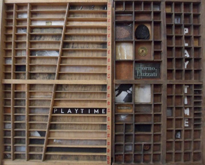 Γλυπτική με τίτλο "playtime-80-5x65x4-…" από Evelyne Dominault, Αυθεντικά έργα τέχνης, Mixed Media