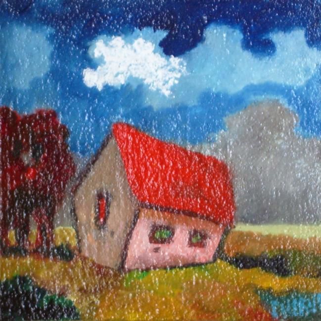 Peinture intitulée "la grange du poète,…" par Evelyne Hervé, Œuvre d'art originale