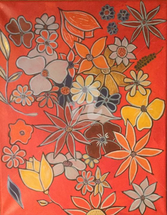Painting titled "Flowers3" by Eve.J, Original Artwork, Acrylic