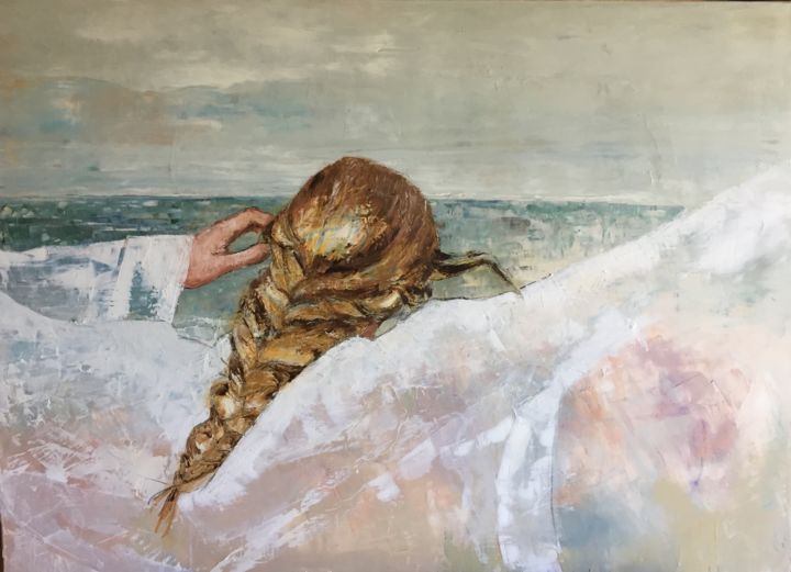 Peinture intitulée "La natte" par Evelyne Pichon, Œuvre d'art originale, Huile