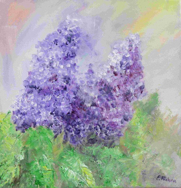 Painting titled "LILAS" by Evelyne Richer, Original Artwork