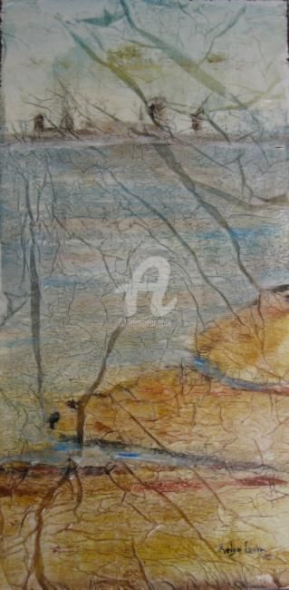 Картина под названием "au dela du rivage" - Evelyn Losier, Подлинное произведение искусства, Масло