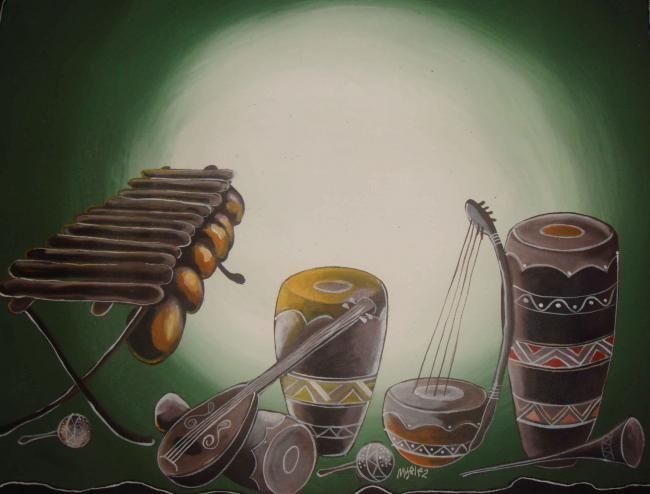 Malerei mit dem Titel "INSTRUMENTS" von Mayor, Original-Kunstwerk