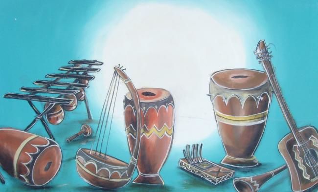 Painting titled "MUSICAL INSTRUMENTS" by Mayor, Original Artwork