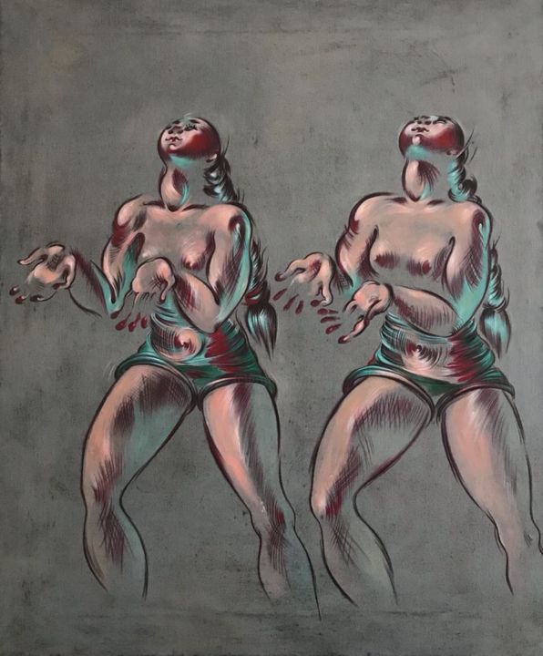Peinture intitulée "Sisters I" par Evfrosina, Œuvre d'art originale, Acrylique