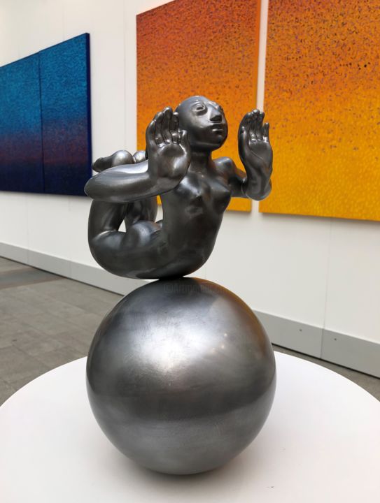 Sculpture intitulée "i-Ya (metal)" par Evfrosina, Œuvre d'art originale, Aluminium