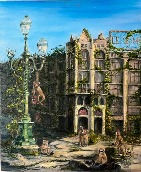 Картина под названием "Цум" - Евгения Спасская, Подлинное произведение искусства, Масло Установлен на Деревянная панель