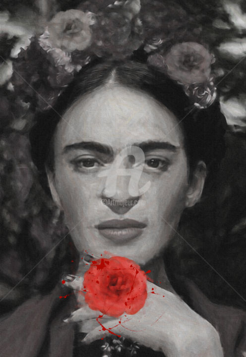 「Frida Kahlo de Rive…」というタイトルの絵画 Ievgeniia Bidiukによって, オリジナルのアートワーク, アクリル