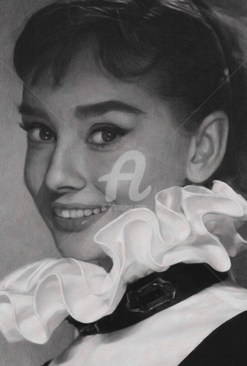 Картина под названием "Audrey Hepburn" - Ievgeniia Bidiuk, Подлинное произведение искусства, Акрил