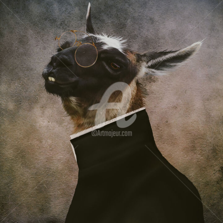 Arte digital titulada "Portrait of a llama…" por Ievgeniia Bidiuk, Obra de arte original, Pintura Digital