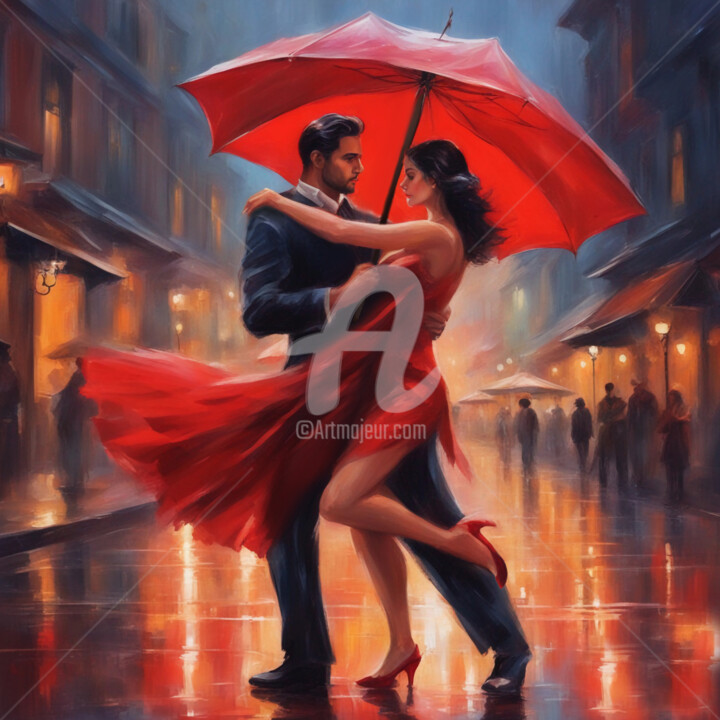 Painting titled "Argentine tango." by Ievgeniia Bidiuk, Original Artwork, Acrylic