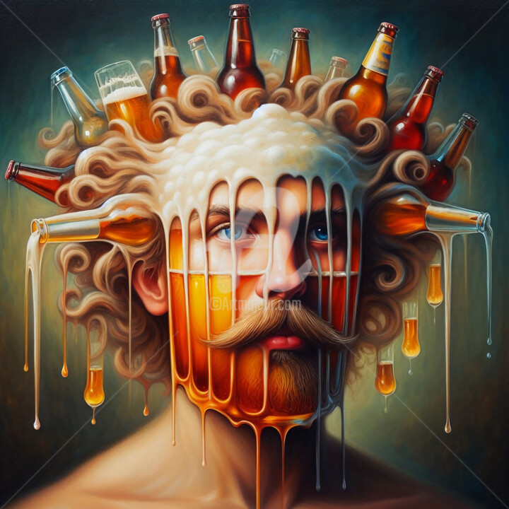 Цифровое искусство под названием "Beer man." - Ievgeniia Bidiuk, Подлинное произведение искусства, Цифровая живопись