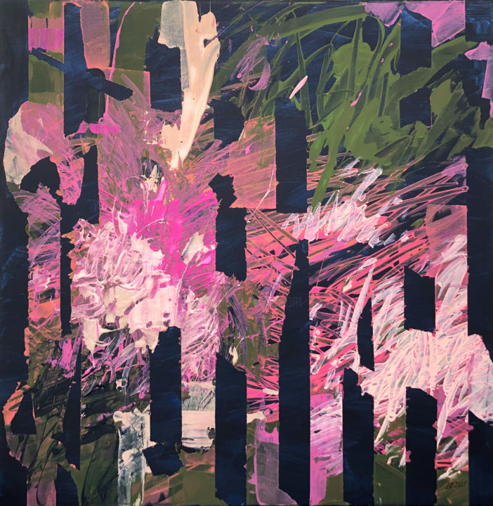 Painting titled "Tropic, Flowers Geo…" by Evgeniya Zolotareva, Original Artwork, Acrylic