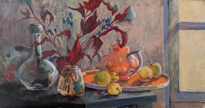 Картина под названием "Дачное чаепитие" - Евгения Гречановская, Подлинное произведение искусства, Масло
